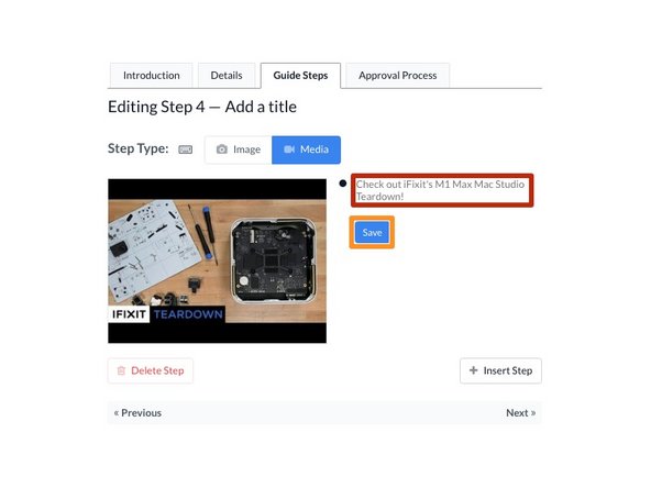 How to Embed Media in Guide Steps: step 4, image 1 of 1