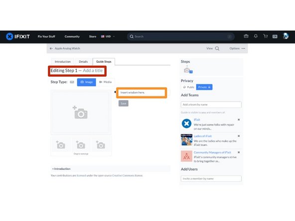 How to Create a Guide, Create a Step: step 6, image 1 of 3