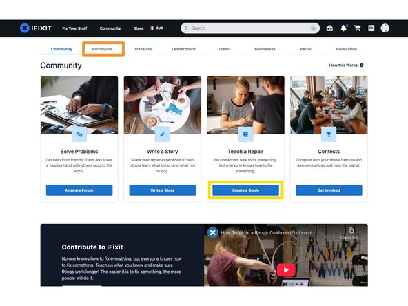 How to Create a Guide, Open the User Menu: step 1, image 3 of 3