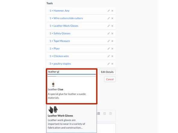 How to Add Parts and Tools: step 3, image 1 of 2