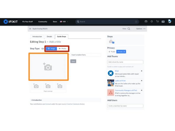 How to Create a Guide, Add Step Visuals: step 8, image 1 of 3