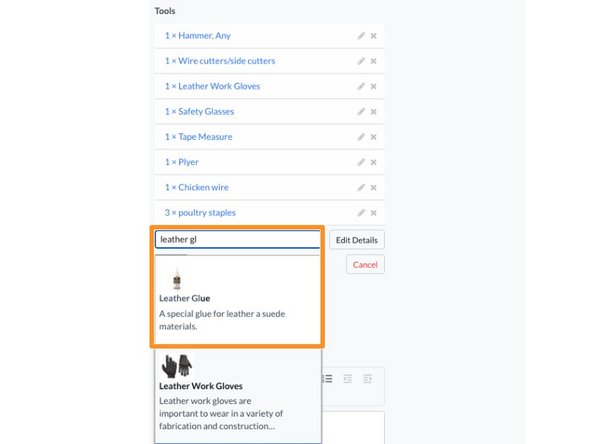 How to Add Parts and Tools: step 4, image 2 of 2