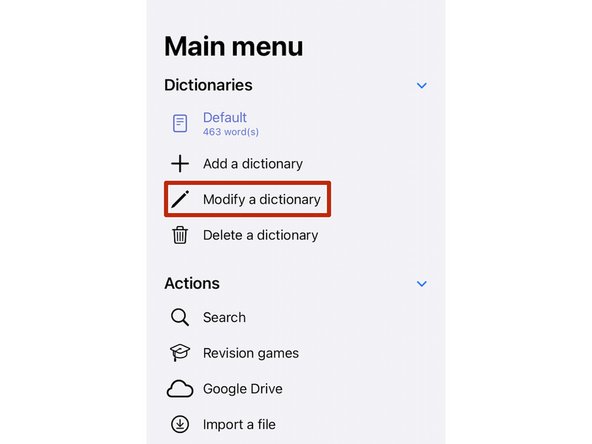 Importing the iFixit Technical Glossary into "WordTheme" (iOS), Renaming your dictionary: step 4, image 1 of 3