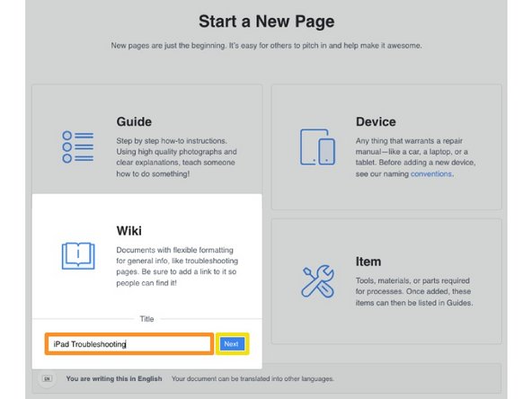 How to Create a Wiki Page: step 2, image 2 of 2
