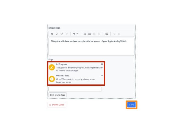 How to Flag Prerequisite Guides, Save Added Flags: step 3, image 1 of 1