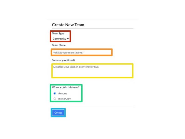 How to Create a Team, Create New Team: step 3, image 1 of 2