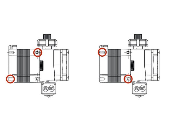 Ideally Hemera is fastened using x4 M3 screws, however the minimum requirement is 2 screws diagonally positioned on the back side.