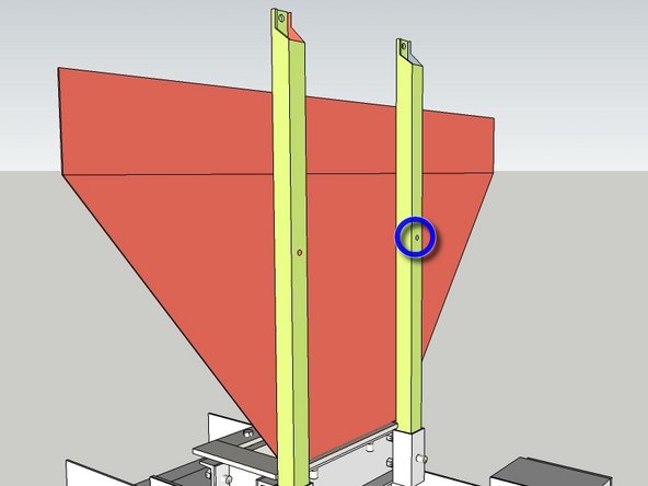Clamp the 34" tall hopper back to the hopper supports.