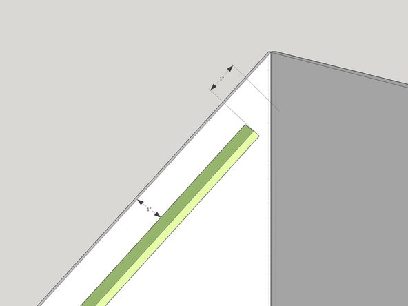 Tack P7 into place with a gap of 1" on both ends from the bottom sheet and back plate.  This distance is important for the two P6 parts to be welded in next. there should also be a 1" depth in from the top edge of the sidewall.