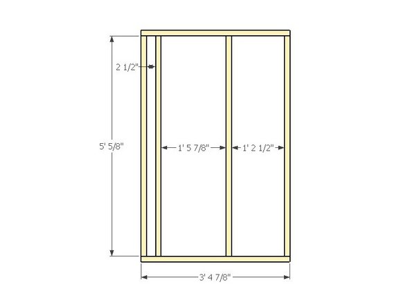2: 2"x4"x3'4-7/8" (horizontal top and bottom members)