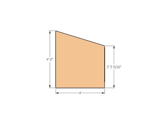 Cut the 17 degree angle on the piece by marking the two vertical distances and snapping a guide chalk line to connect the two. Use a 7-1/4"circular saw to make the cut.