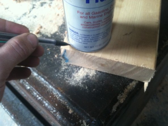 Mark a radius on two corners on the same long side of the step.