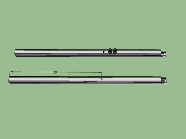 The holes for the hopper mounting need to be 28" away from the bottom side. Mark 28" on the opposite tubing walls and torch 1/2" holes. Insure a 1/2" bolt goes all the way thru.