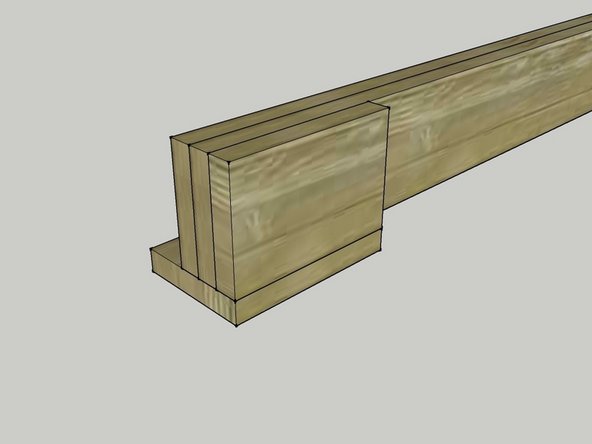 Add a second block to each end of both beams as shown in the image. Keep the  end of the block flush with the end of the beam and one side of the block flush with the first block that you attached.