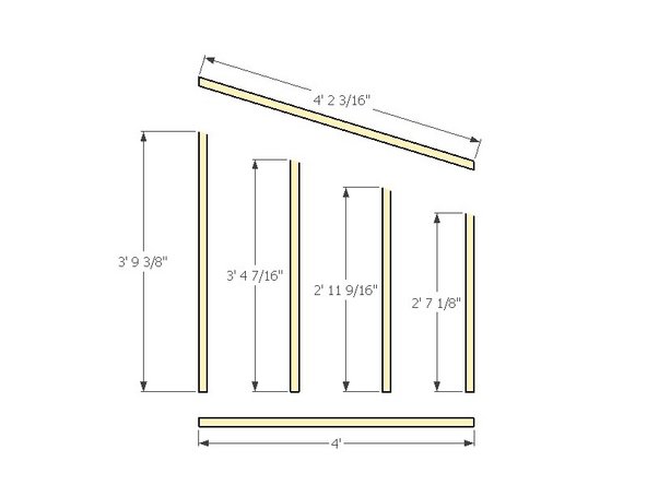 Use two people to make the proper cuts at the dimensions in the graphic at a 17 degree angle on the miter saw.