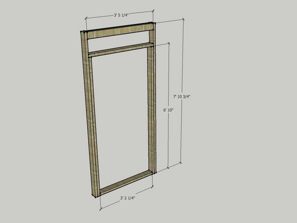 The image shows the lengths of the 2x4s you will need to make the door module.