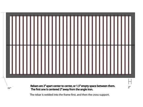 Weld all of the rebar inside of the frame.