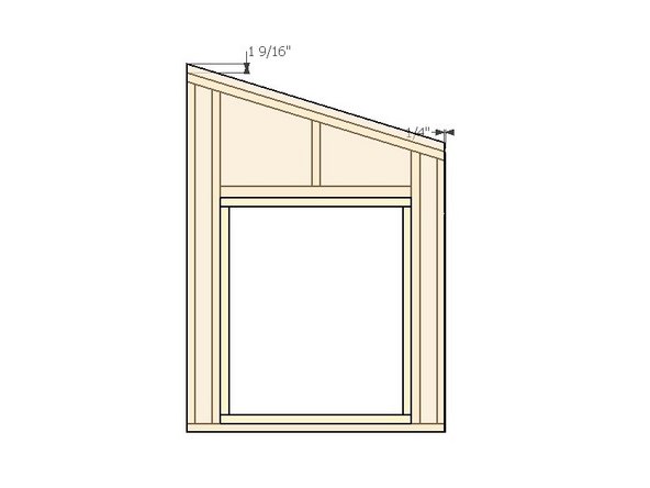 Align the sheathing flush with the bottom plate and flush with the taller vertical edge (left side in image). The offset will create 1/4" gap on the right (shorter) side for the previous module to attach to. The top overhang should be 1.5" to cover the top plate that will unify the modules during installation.
