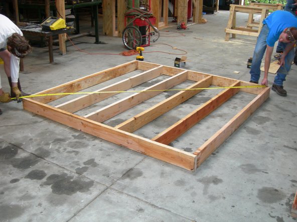 NOTE: Building the window module framing is easiest to do on a completely level surface, like a concrete floor. Image 2 shows another wood-framed wall being built this way as an example.