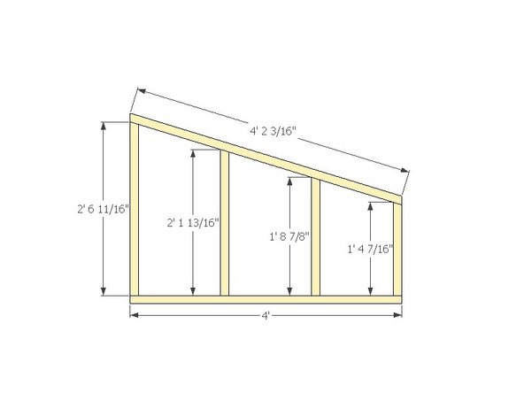 Simultaneously, use the other two people in your group to assemble the framing pieces using two 3-1/8" construction screws per connection, screwing perpendicular to the bottom plate and top diagonal pieces.