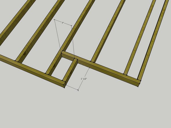 Attach the small piece into the rim framing. The 7" dimension in the drawing shows how far away from the next joist the small block is. Use this measurement to ensure that you attach the small block properly.