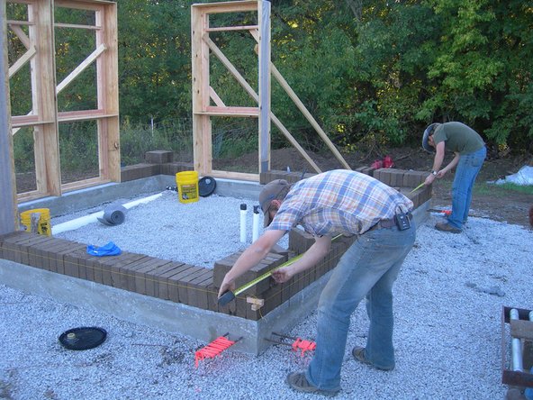 Measure the diagonals between outside corners of the CEBs. The measurement should be 19' - 9 1/2". For quality control, you can be no more than 1/4" off from this measurement.