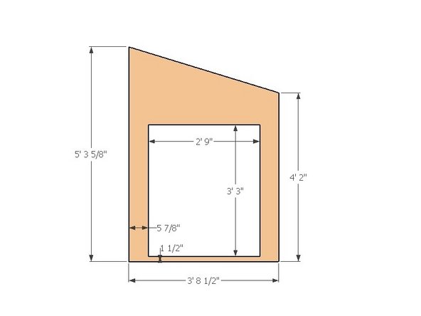 Cut the 17 degree angle on the piece of plywood by marking the two vertical distances and snapping a guide chalk line to connect the two. Use a 7-1/4"circular saw to make the cut.