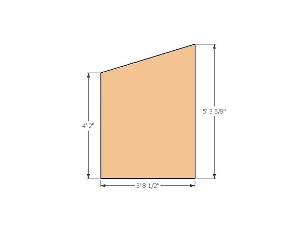 Cut the 17 degree angle on the piece of plywood by marking the two vertical distances and snapping a guide chalk line to connect the two. Use a 7-1/4"circular saw to make the cut.