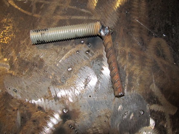 Weld the rebar to the threaded rod at a right angle.