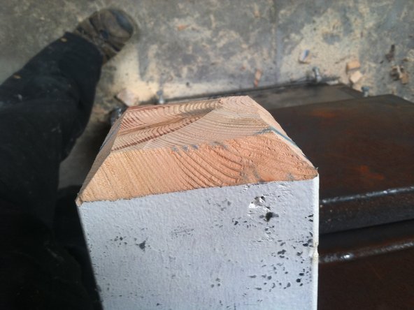 Set your circular saw blade to a 45 degree angle as seen in photo 2.