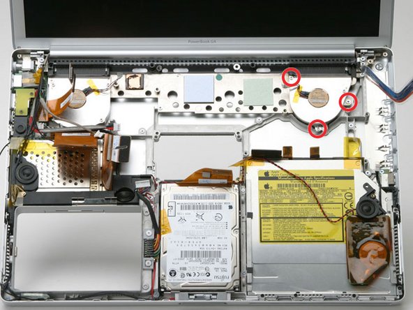 PowerBook G4 Aluminum 15" 1-1.5 GHz Right Fan Replacement: step 24, image 1 of 1