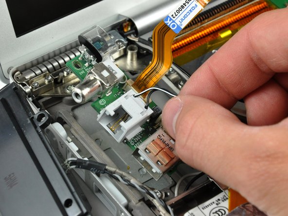 PowerBook G4 Aluminum 17" 1.67 GHz (High-Res) RJ-11 Board Replacement: step 13, image 2 of 2