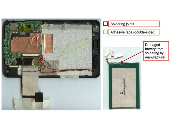 Odys Neo X7, Removal of Ribbon cables and Battery: step 2, image 2 of 2