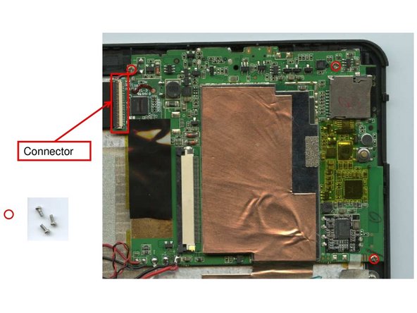 Odys Neo X7, Loosening of Cables, Adhesives and Screws to remove the mainboard: step 3, image 1 of 3
