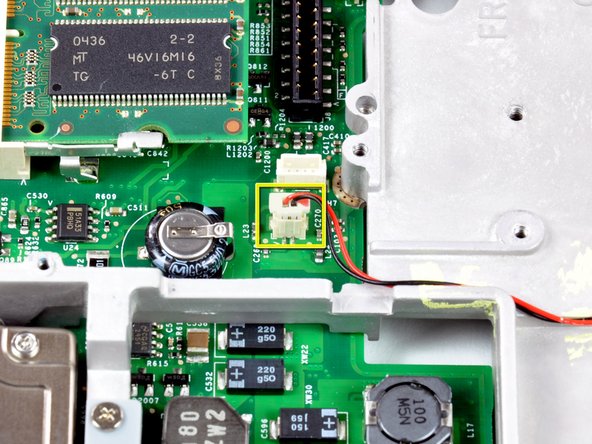 iBook G4 14" 1.42 GHz Reed Switch Board Replacement: step 30, image 1 of 1
